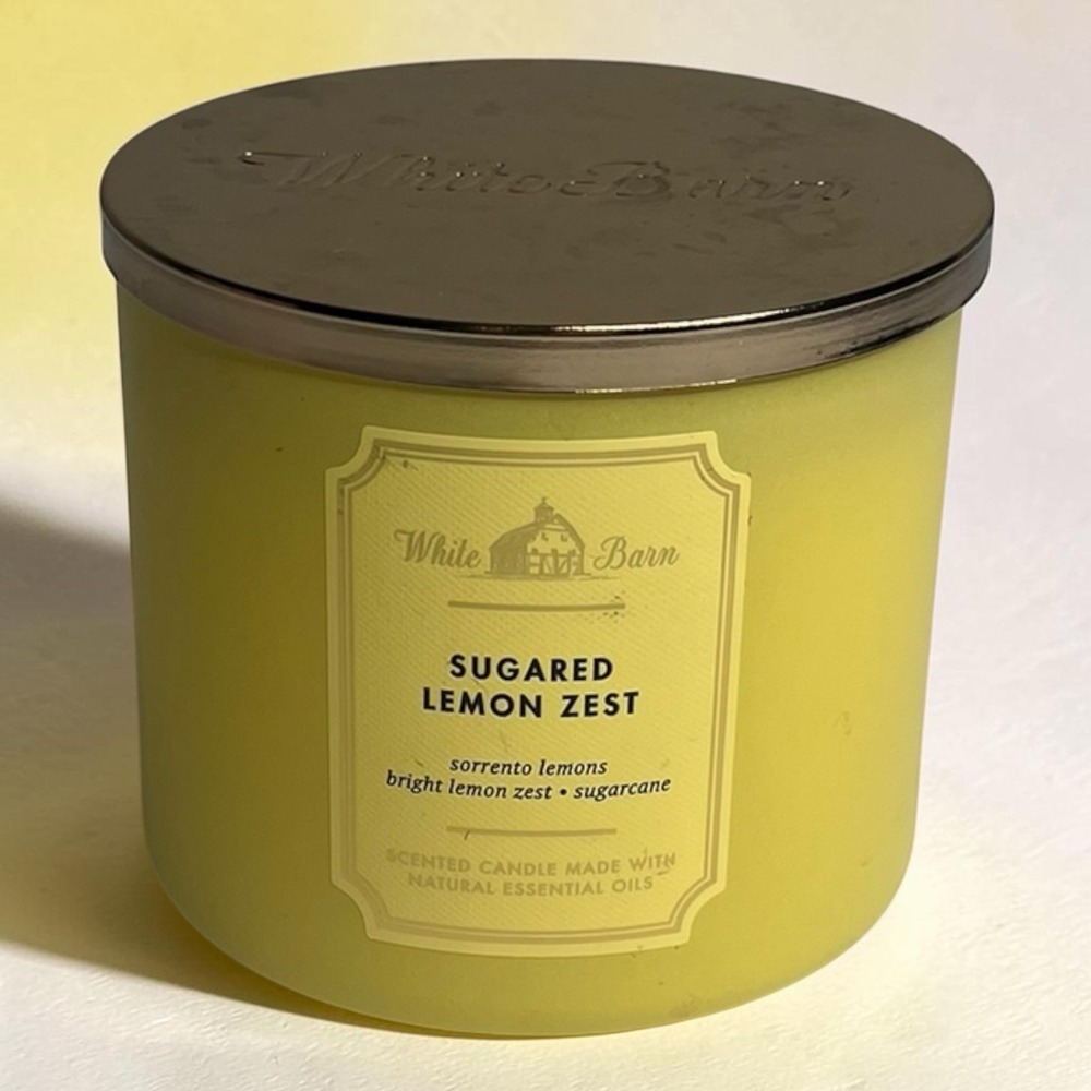 Bath & Body Works Sugared Lemon Zest 3 Wick Scented Candle  14.5 oz w/ lid